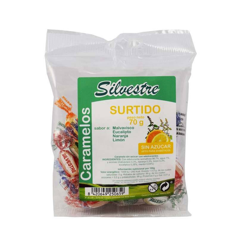 Caramelos Sin Azúcar 70g Surtido - Silvestre