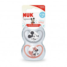 Chupete Space Mickey Rojo 6-18 Silicona (2 Uds)