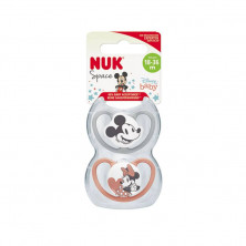 Chupete Space Mickey Rojo 18-36 Silicona (2 Ud)
