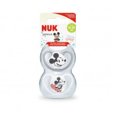 Chupete Space Mickey Gris 18-36 Silicona (2 Uds)