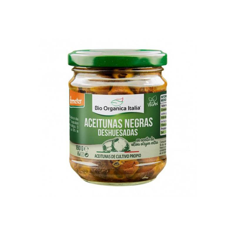 Aceituna Negra Deshuesada En Aceite 190g - Bio Organica Italia