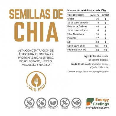 Semillas Chía Xxl Pack 1kg - Energy Feelings