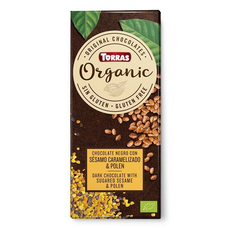 Chocolate Bio Negro Con Sésamo Caramelizado & Polen - Torras