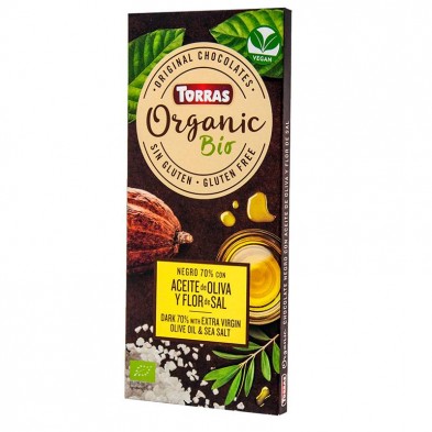 Chocolate Bio Negro 70% Aceite De Oliva Y Flor De Sal - Torras Chocolate Bio Negro 70% Aceite De Oliva Y Flor De Sal - Torras