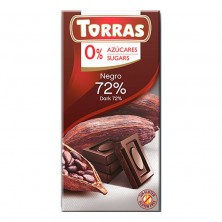 Chocolate Negro 72% Cacao Sin Azúcar 75g - Torras