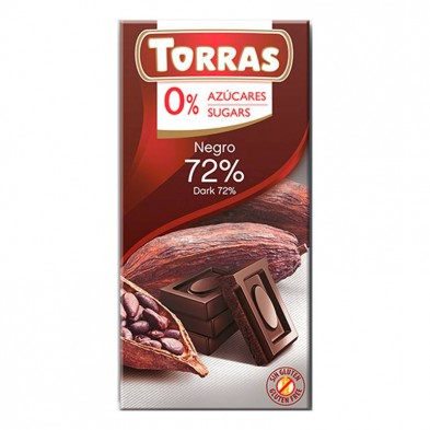 Chocolate Negro 72% Cacao Sin Azúcar 75g - Torras Chocolate Negro 72% Cacao Sin Azúcar 75g - Torras